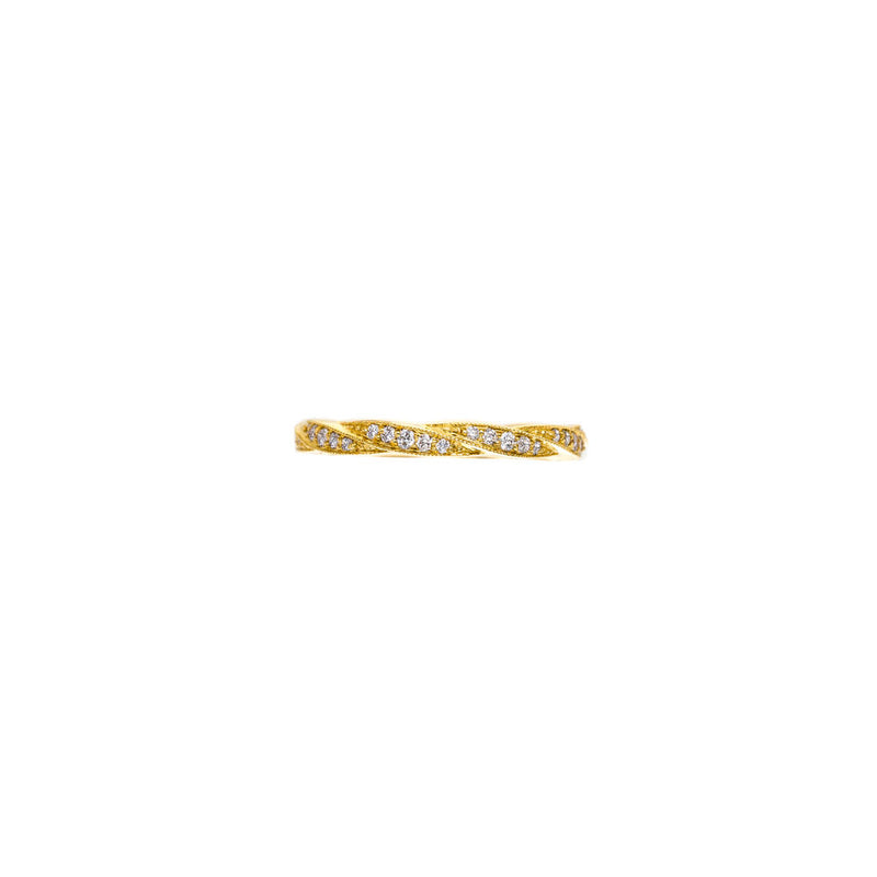 18 Karat Yellow Gold Twine Diamond Ring