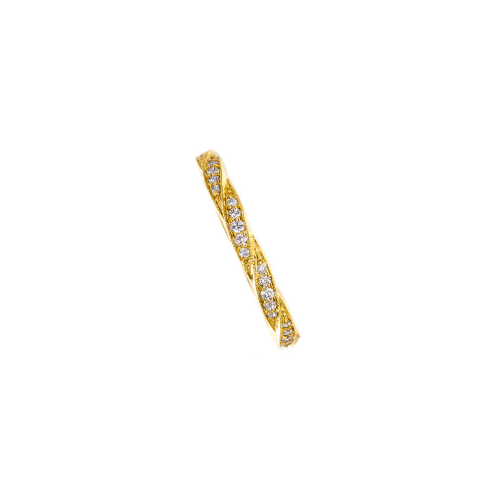 18 Karat Yellow Gold Twine Diamond Ring