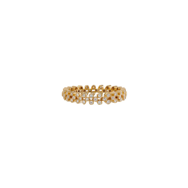 18 Karat Yellow Gold Clover Diamond Ring