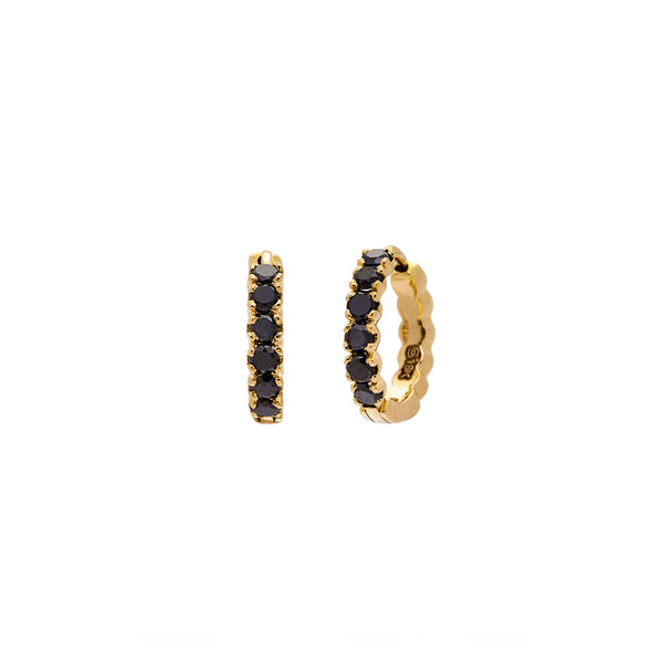 18 Karat Yellow Gold Zelda Black Diamond Huggie earrings
