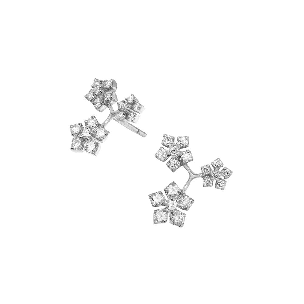 White gold earrings with diamond flower design