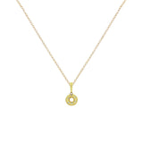 14 Karat Yellow Gold circle necklace with diamonds