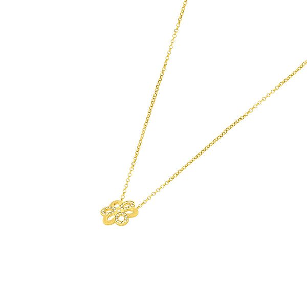 14 Karat Yellow Gold Floral Necklace with Diamonds