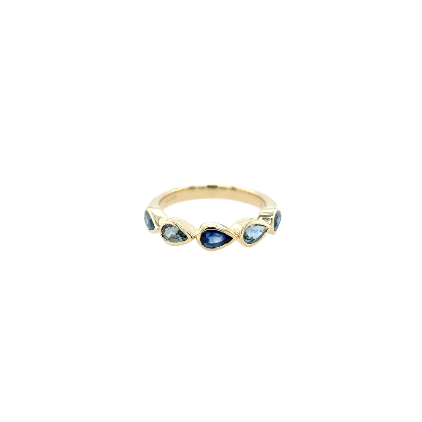 18 Karat Yellow Gold Bezel Band With Blue Sapphires