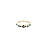 18 Karat Yellow Gold Bezel Band With Blue Sapphires