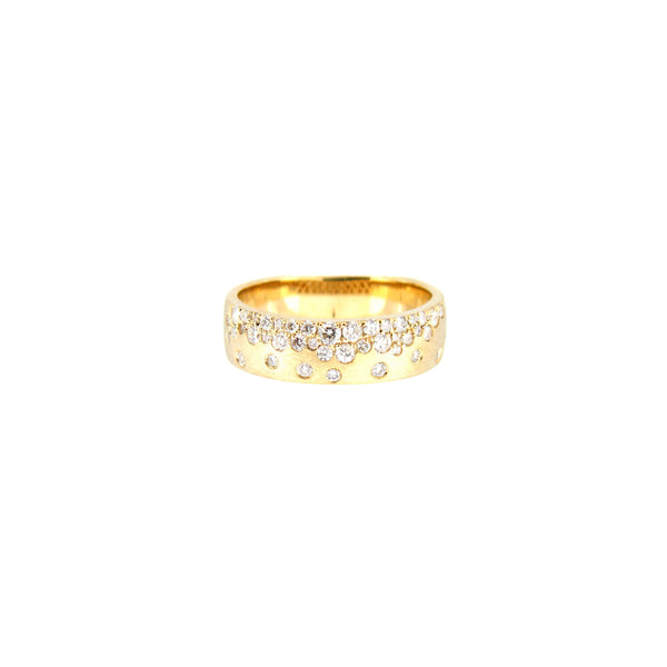 4 karat yellow gold Confetti ring with flush set diamonds