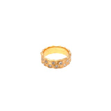 14 Karat Yellow Gold Wavy Confetti Band With Diamonds