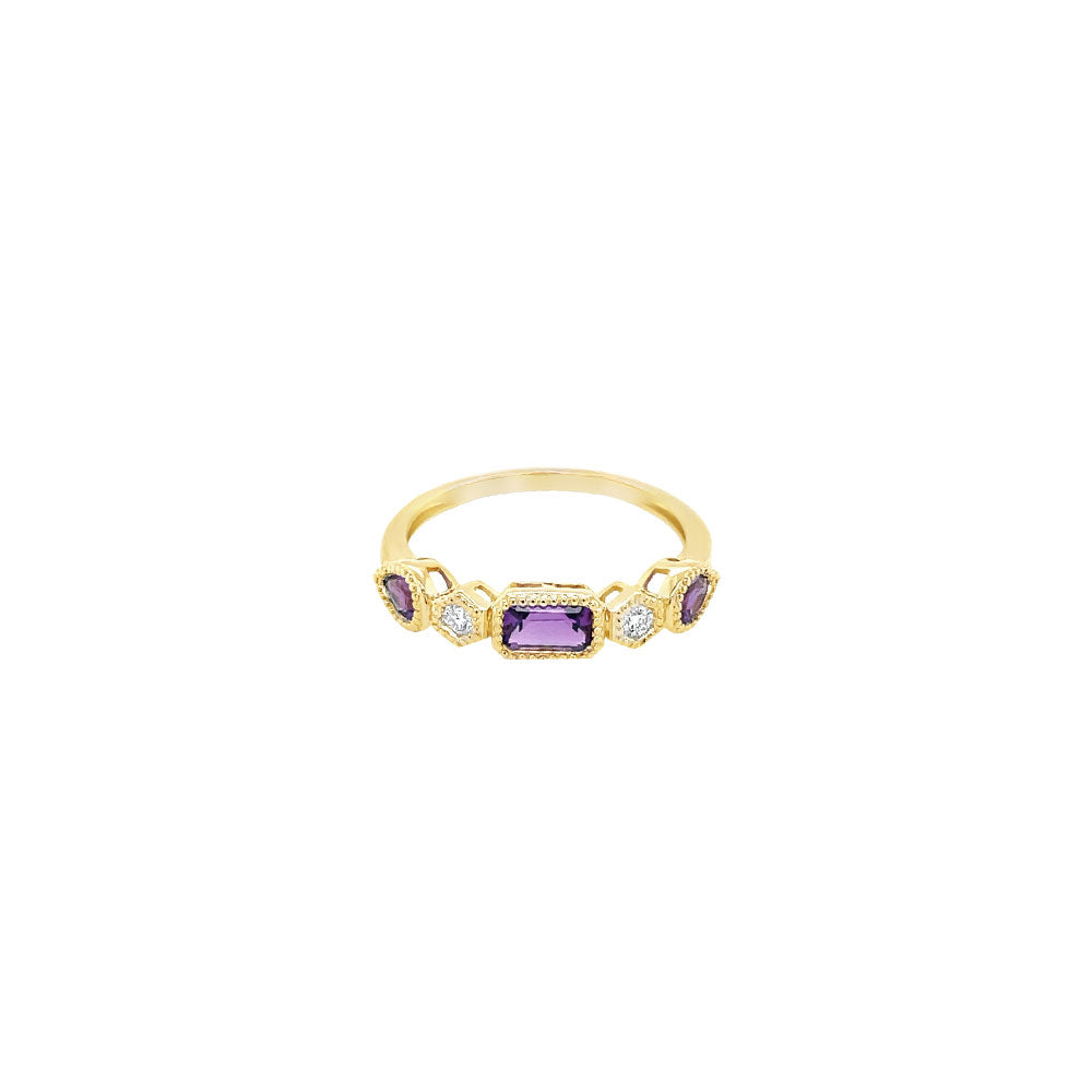 14 Karat Yellow Gold Bezel Set Amethyst Band