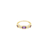 14 Karat Yellow Gold Bezel Set Amethyst Band