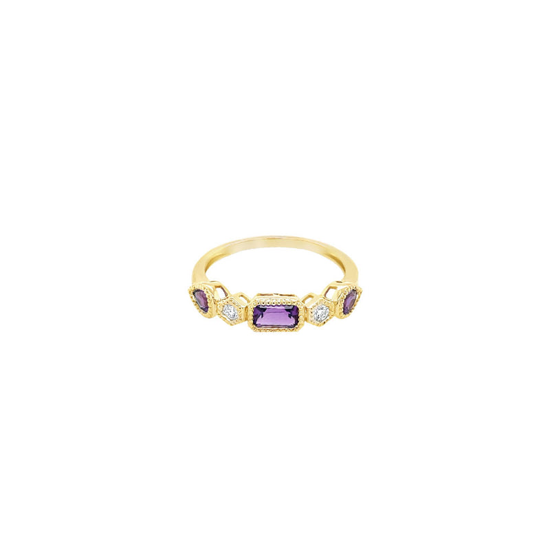 14 Karat Yellow Gold Bezel Set Amethyst Band