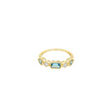 14 Karat Yellow Gold Bezel Set Blue Topaz Band