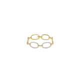 14 Karat Yellow Gold Oval Link Bracelet With Diamonds