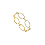14 Karat Yellow Gold Oval Link Bracelet With Diamonds