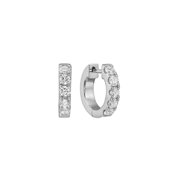 18 Karat White Gold Pave Huggie Earrings with Diamonds