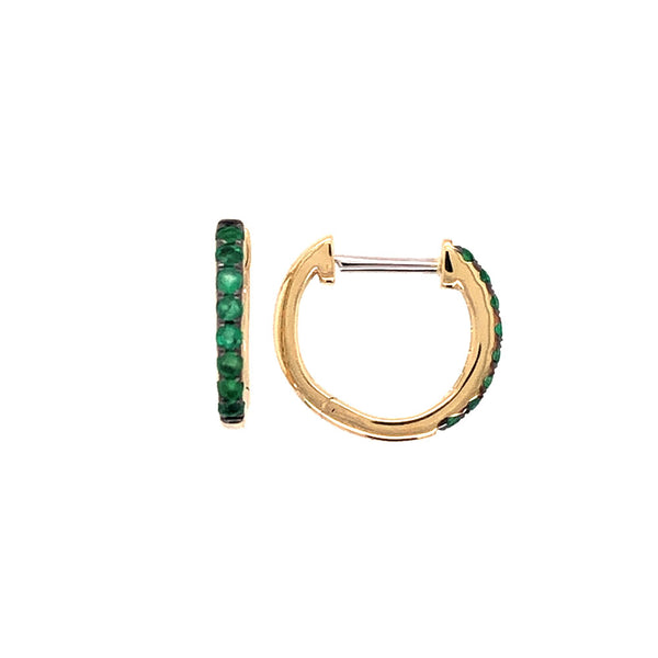 14 Karat Yellow Gold Emerald Huggy earrings
