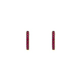 14 Karat Yellow Gold Huggie Earrings With Rubies