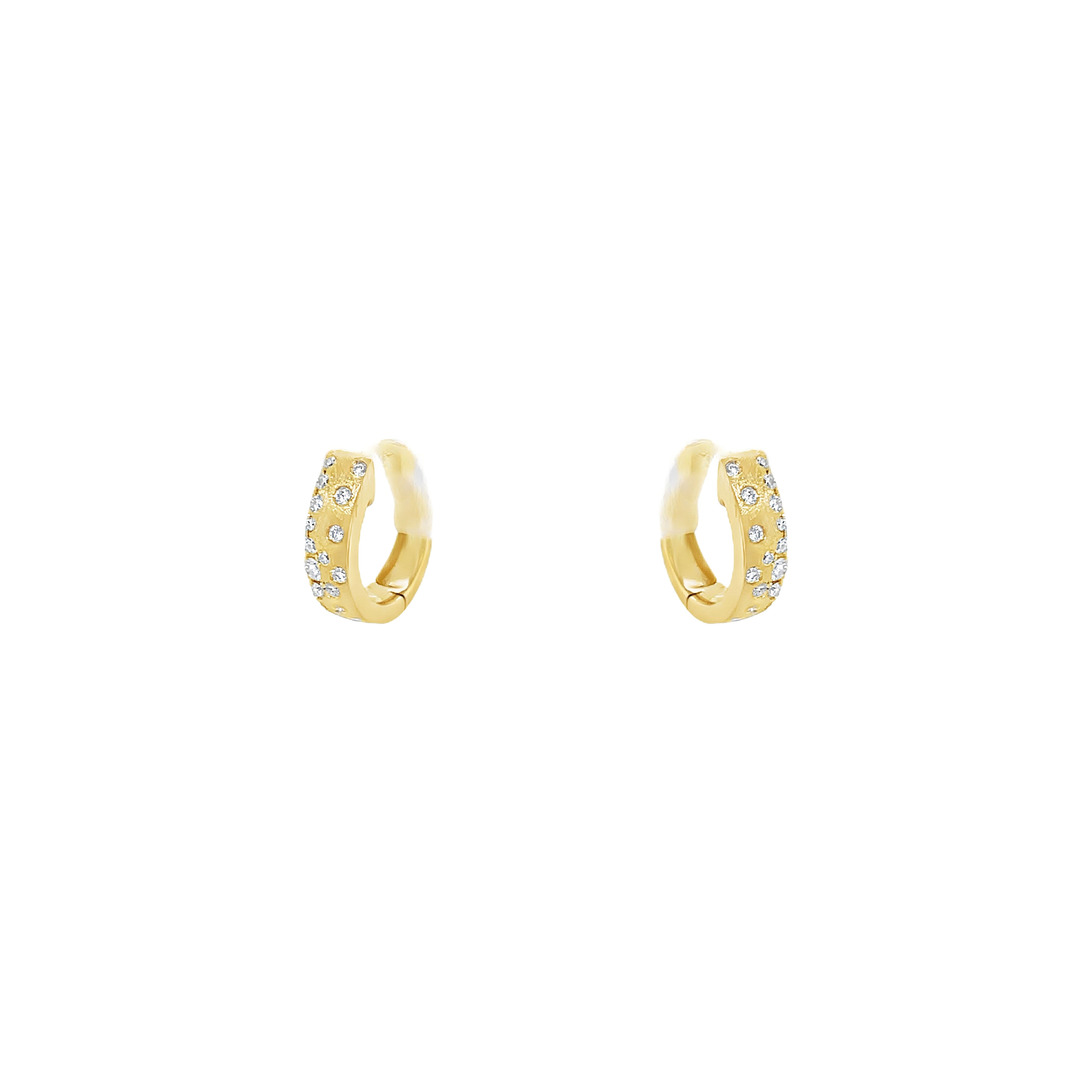 14 karat yellow gold Confetti hoop earrings with diamonds