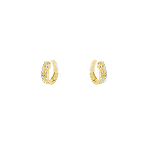 14 karat yellow gold Confetti hoop earrings with diamonds