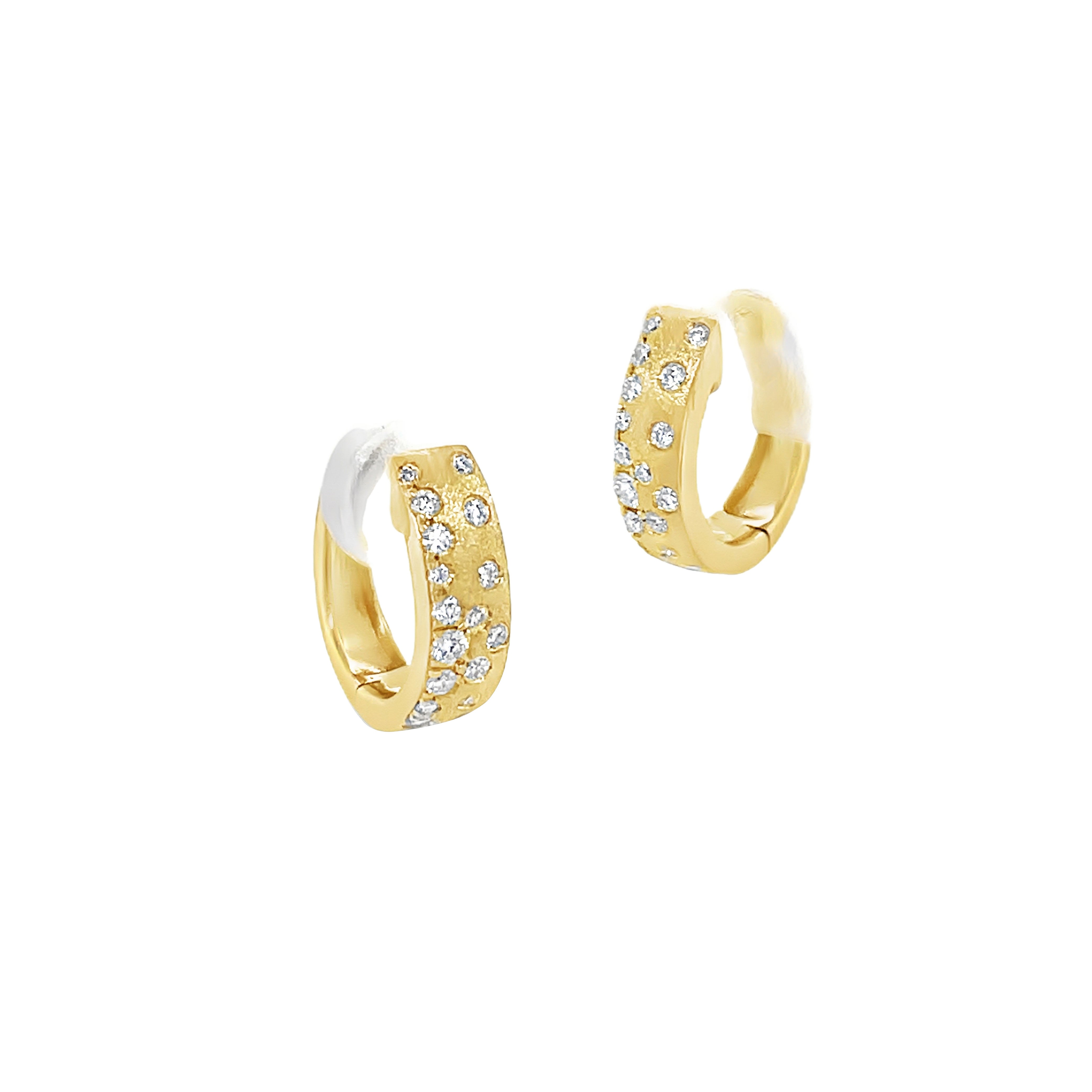 14 karat yellow gold Confetti hoop earrings with diamonds
