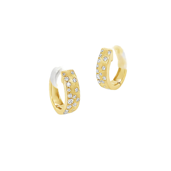 14 karat yellow gold Confetti hoop earrings with diamonds