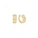 14 Karat Yellow Gold Matte' Wide Hoop with Diamonds