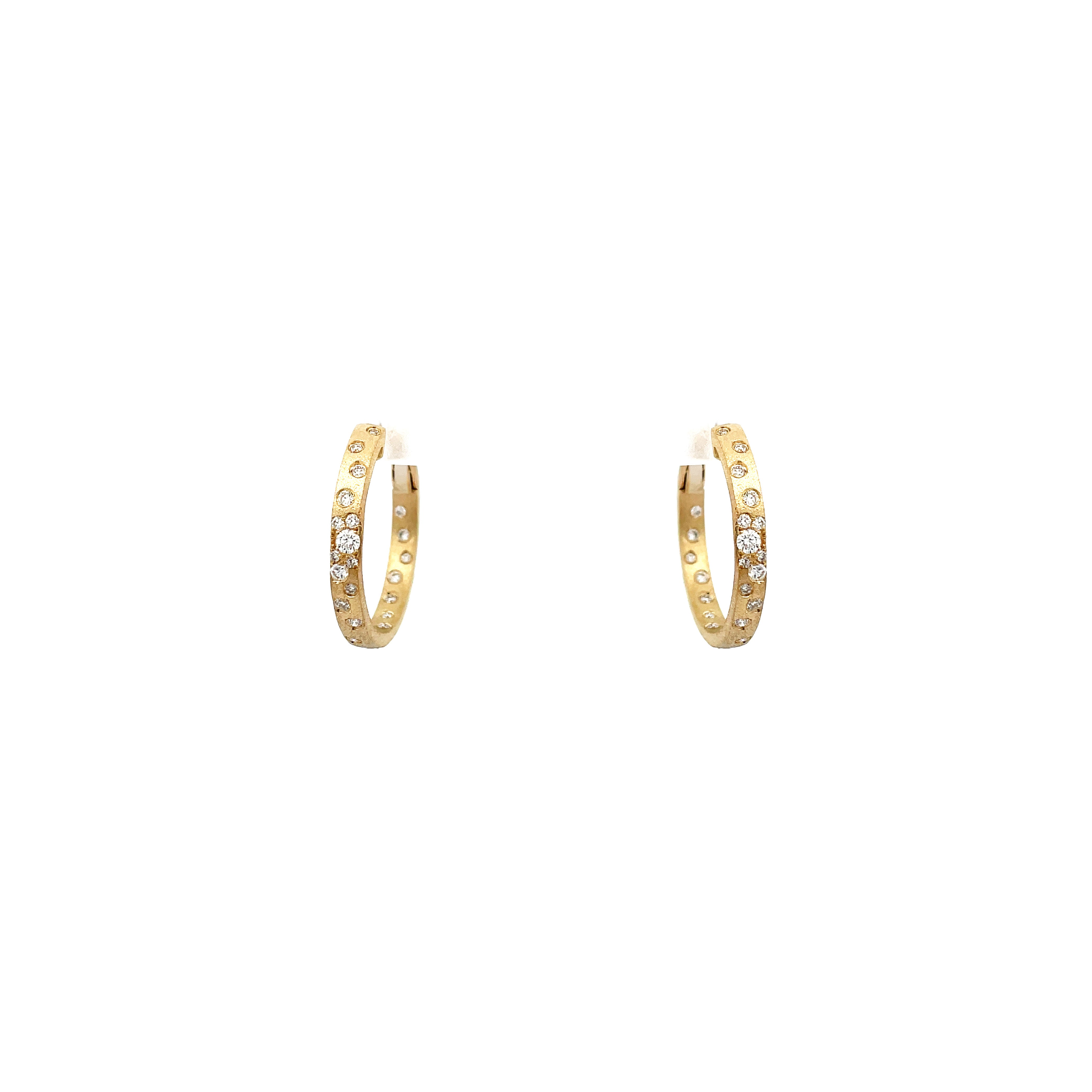 14 Karat yellow gold Confetti hoop earrings with diamonds