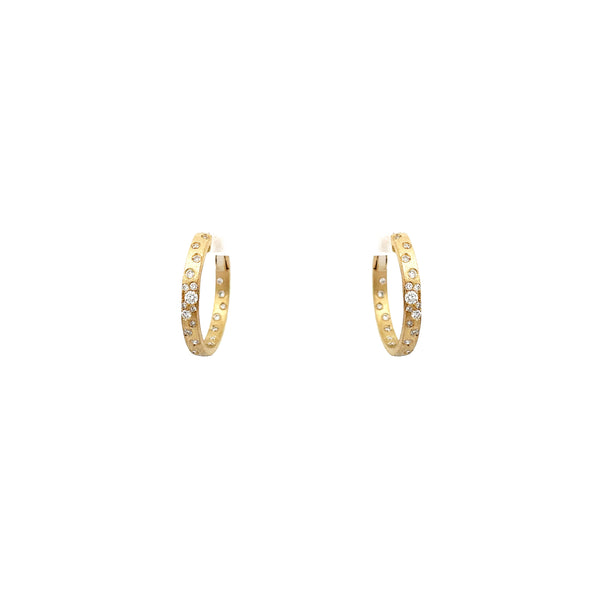 14 Karat yellow gold Confetti hoop earrings with diamonds