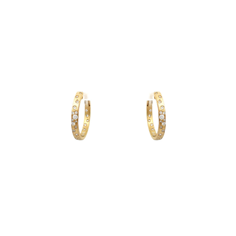 14 Karat yellow gold Confetti hoop earrings with diamonds