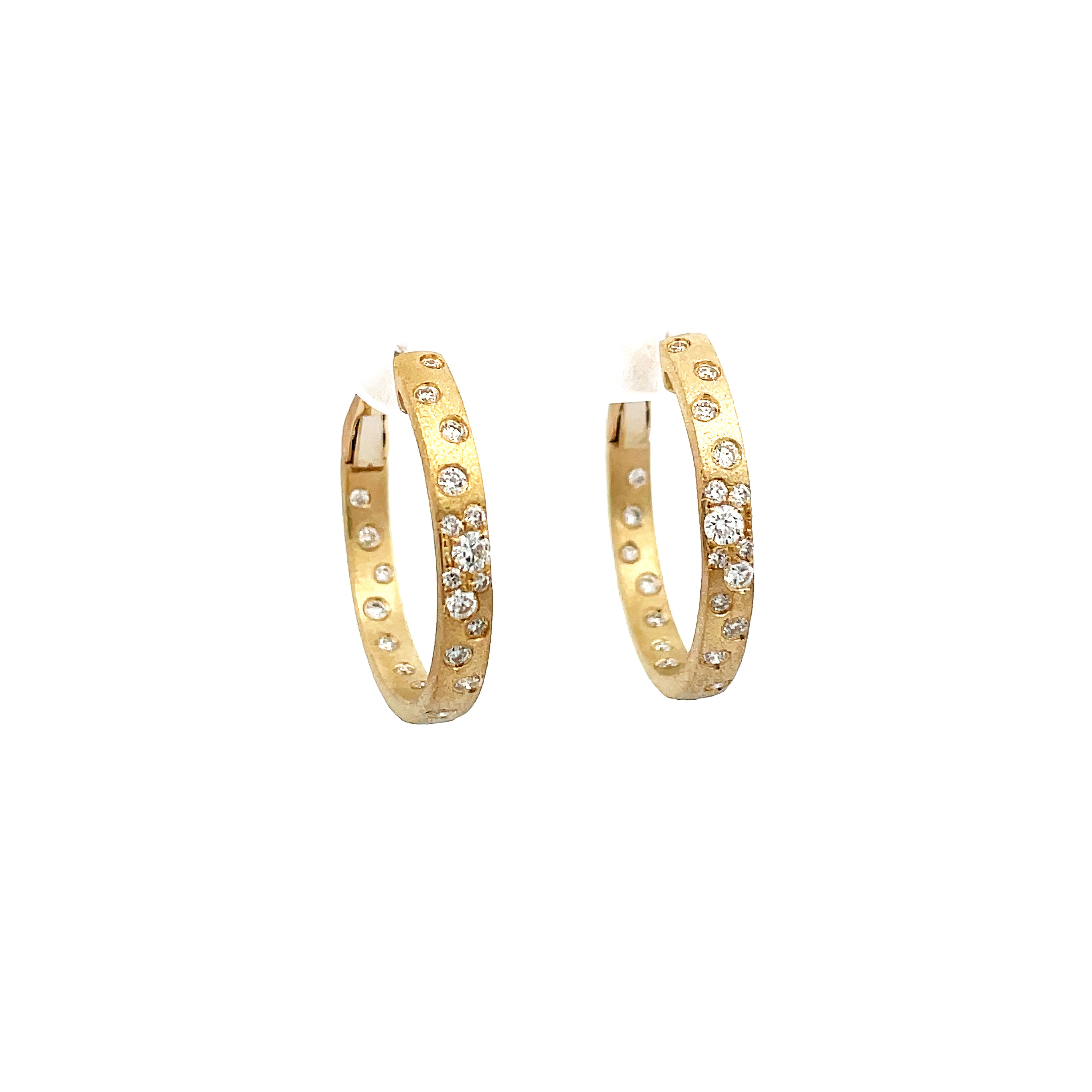 14 Karat yellow gold Confetti hoop earrings with diamonds