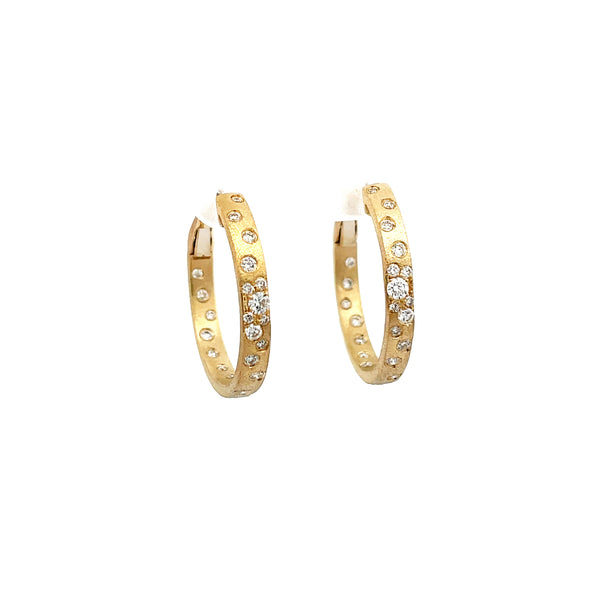14 Karat yellow gold Confetti hoop earrings with diamonds