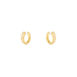 14 Karat Yellow Gold With Huggie earrings with flush set diamonds