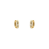 14 Karat Yellow Gold Cushion Huggie Earrings With Diamonds