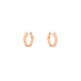 14 Karat Rose Gold Hexagonal Huggie Earrings With Flush Set Diamonds