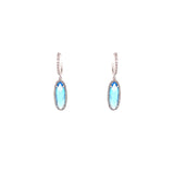 14 Karat White Gold Bezel Set Blue Topaz Drop Earrings