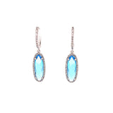 14 Karat White Gold Bezel Set Blue Topaz Drop Earrings