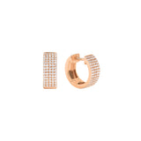 14 Karat Rose Gold 5 Row Diamond Huggie Earrings