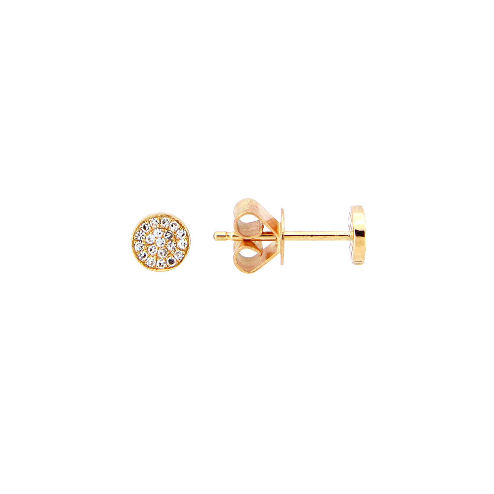 14 Karat Yellow Gold Disc Stud earrings with Diamonds