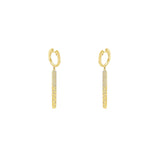 14 Karat Yellow Gold Confetti Bar Earrings With Diamonds