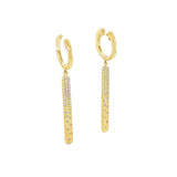 14 Karat Yellow Gold Confetti Bar Earrings With Diamonds