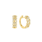 14 Karat Yellow Gold Curb Huggie Earrings Diamonds