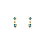 14 Karat Yellow Gold Drop Earrings with Blue Topaz and Diamonds