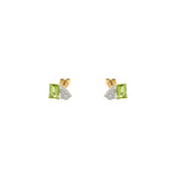 14 Karat Yellow Gold Toi Et Moi Earrings With Peridot and Diamonds