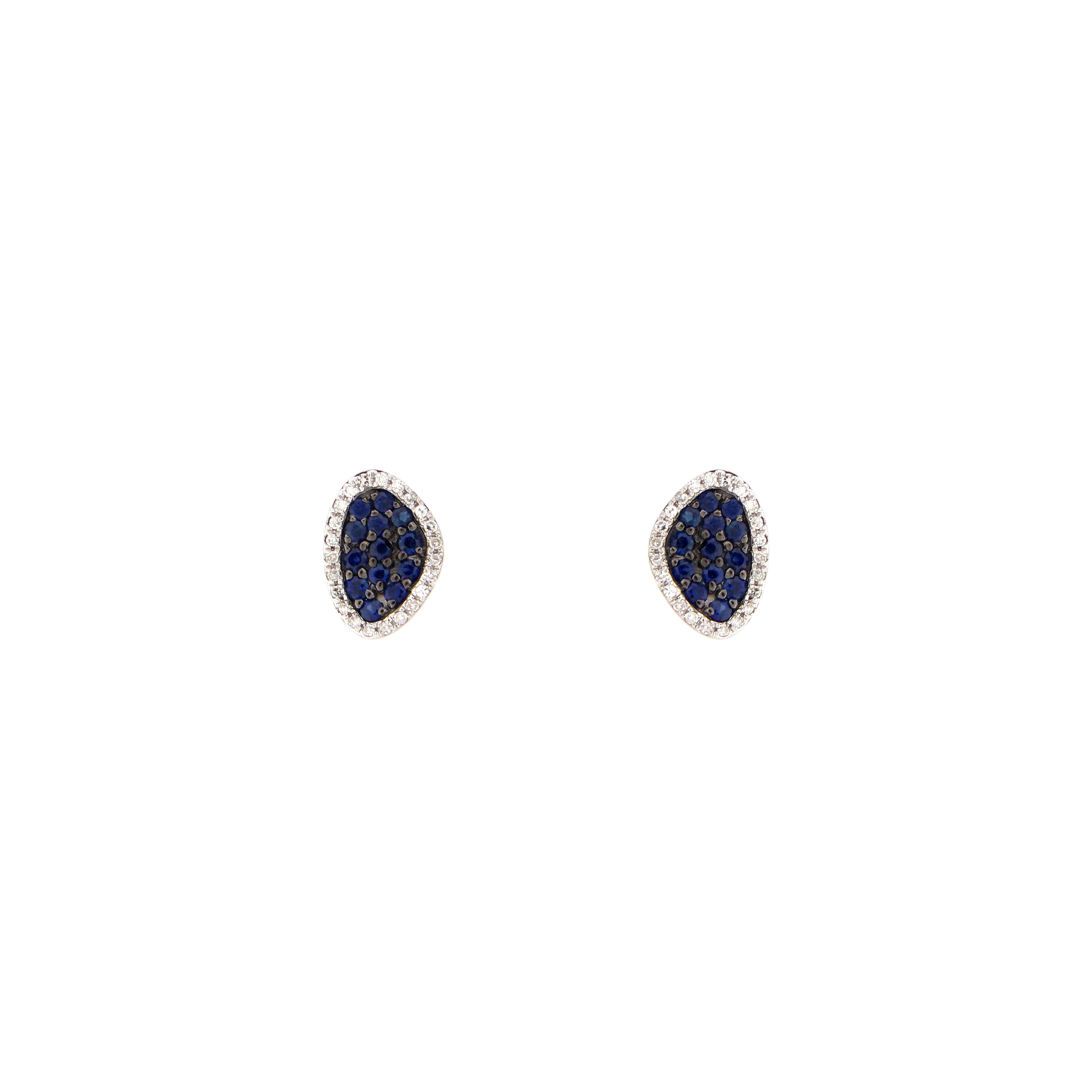 14 karat white gold sapphire stud earrings with diamonds
