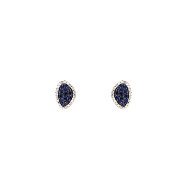 14 karat white gold sapphire stud earrings with diamonds
