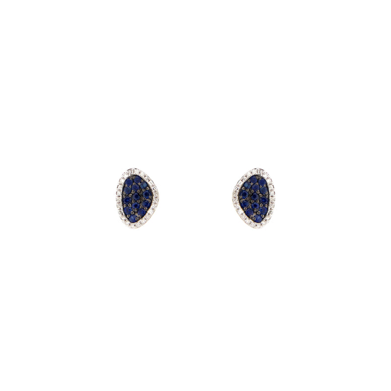 14 karat white gold sapphire stud earrings with diamonds