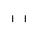14 karat white gold huggies with Blue sapphires and diamonds