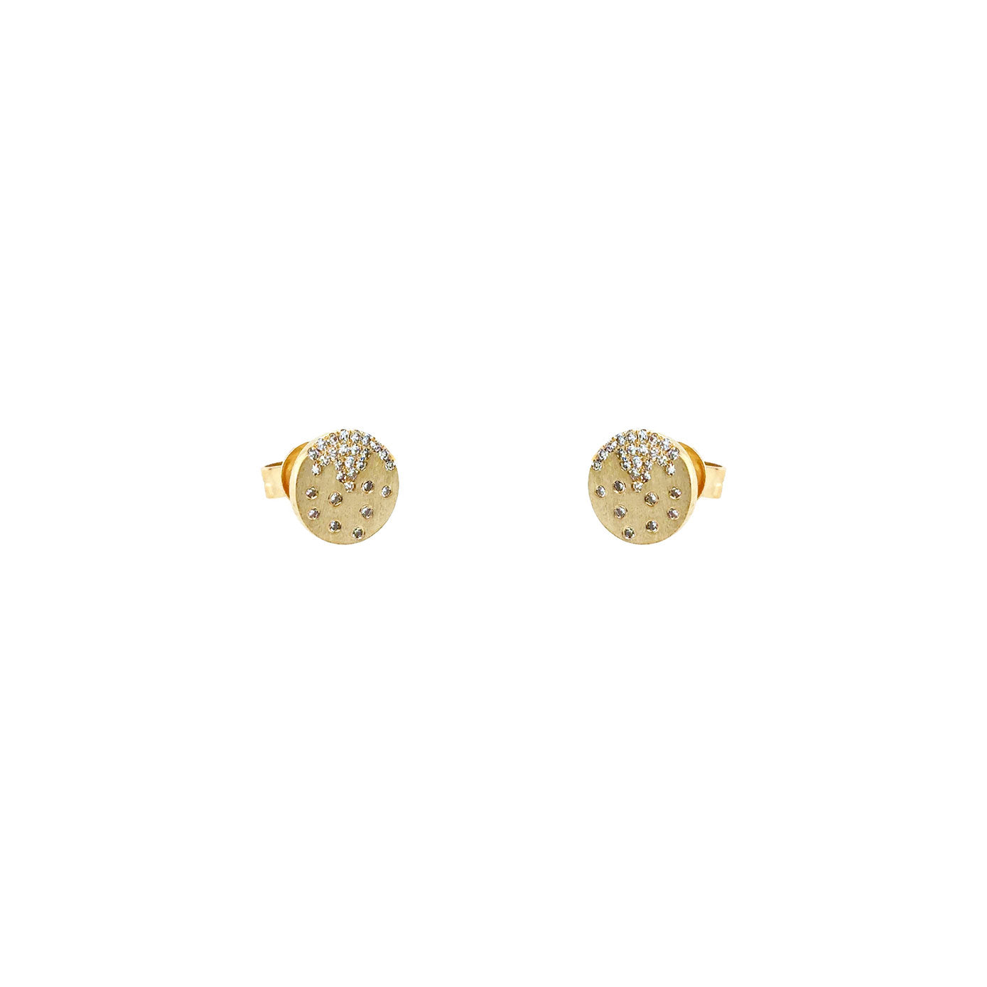 14 Karat Yellow Gold Confetti Disc Earrings With Diamonds
