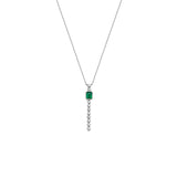 14 Karat White Gold Drop Necklace With Emerald And Diamonds