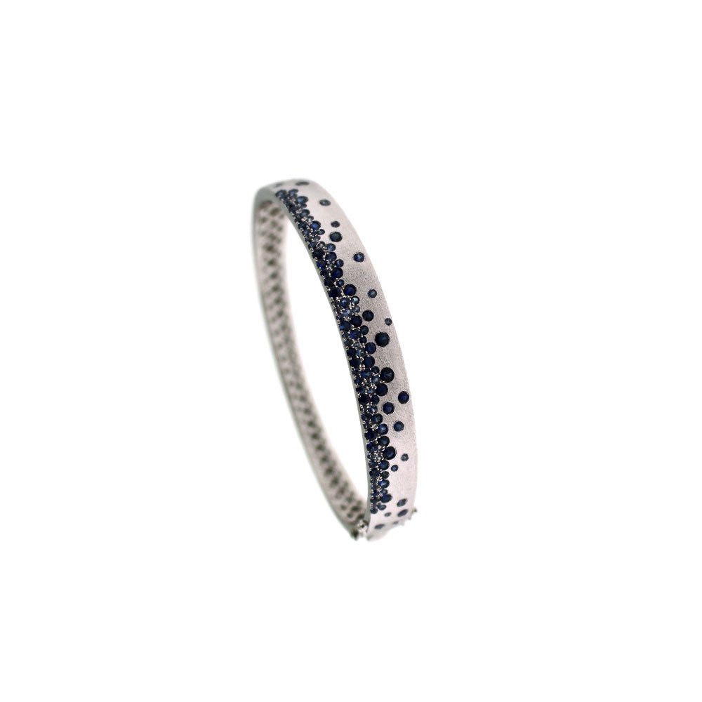 14 Karat White Gold Confetti Bangle With Blue Sapphire