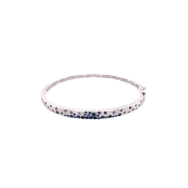 14 Karat White Gold Blue sapphire Confetti Bangle